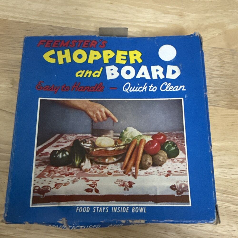 Feemster’s Stainless Steel Chopper Cutting Blas Board New Old Stock Vintage USA